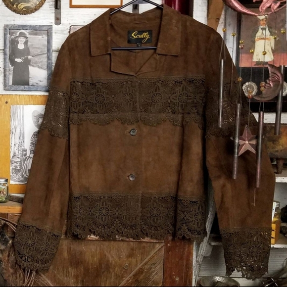Scully Jackets & Blazers - Scully lamb suede and lace jacket